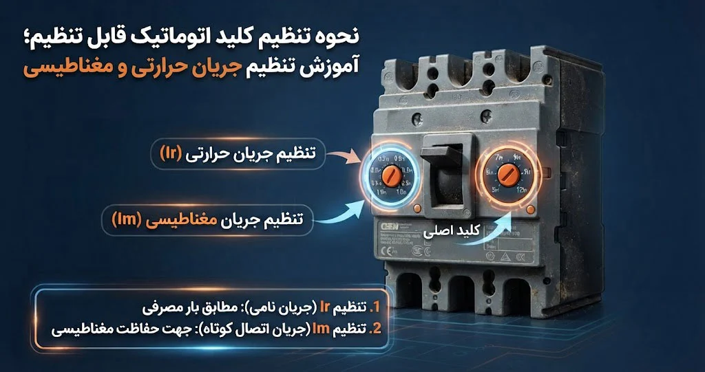 اتوماسیون | ساختمان نحوه تنظیم کلید اتوماتیک قابل تنظیم؛ آموزش تنظیم جریان حرارتی و مغناطیسی